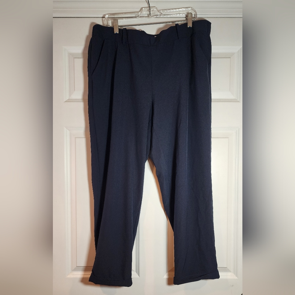 Philosophy Stretchy Navy Blue Roll Cuff Pull On Dress Pants 1X